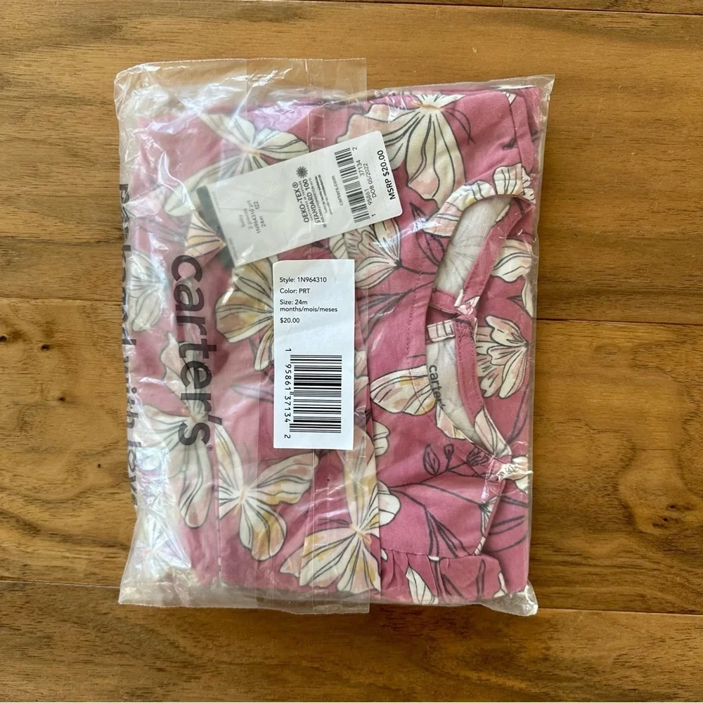 Brand New Baby Butterfly Jersey Dress with Diaper Cover, 24 Months, NWT